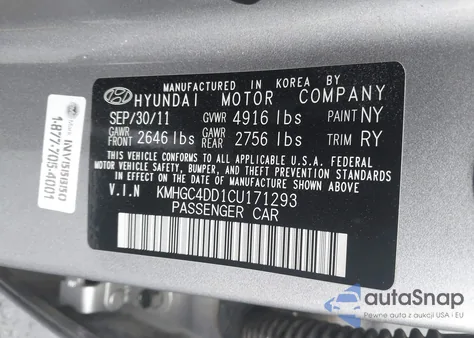 2012 Hyundai Genesis 3.8 из США, поврежденный, VIN KMHGC4DD1CU171293